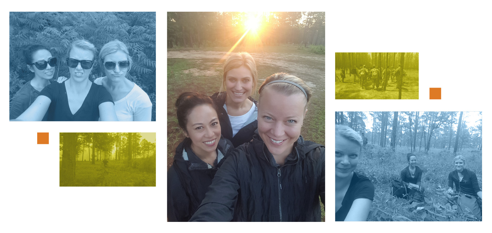 Three research psychologists in the woods