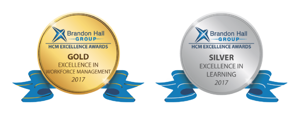 We won two Brandon Hall Excellence Awards: Gold for Excellence in Workforce Management and Silver for Excellence in Learning