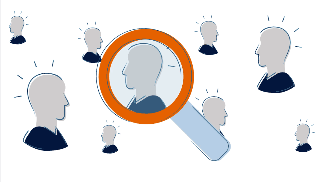 Animation of a magnifying glass to read the clues during cultural due diligence