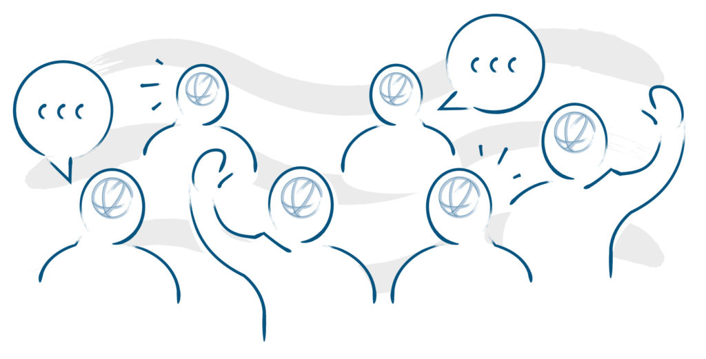 Illustration of adaptive leaders leading organization through digital transformation