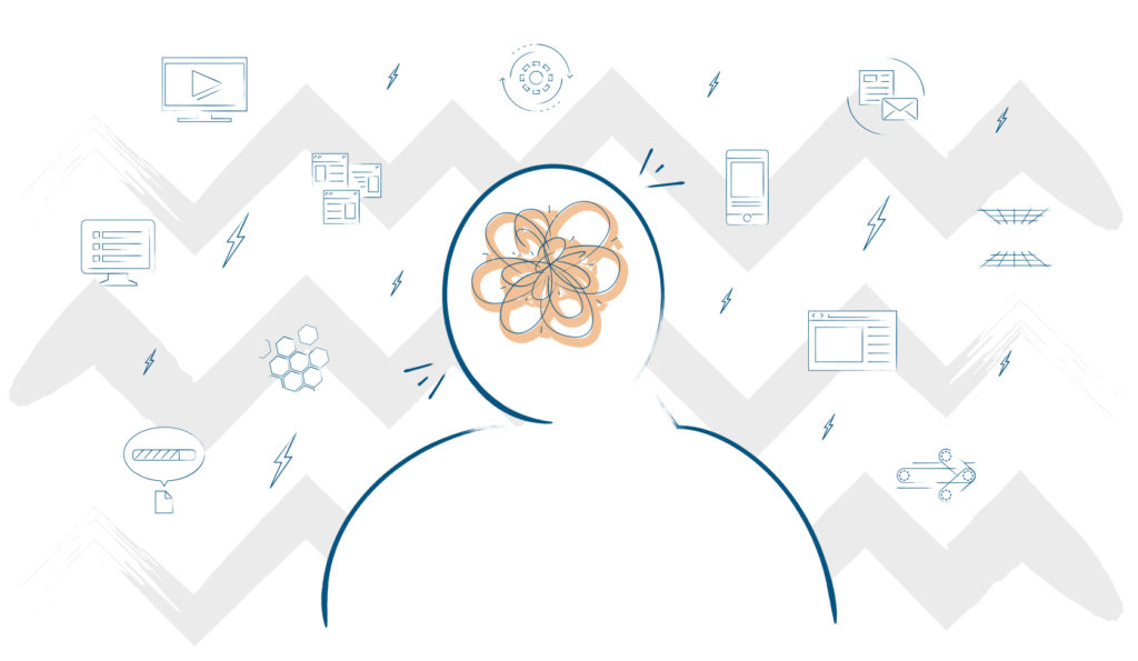 Illustration of leader struggling with digital transformation