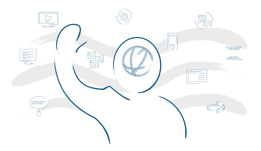 Illustration of adaptive leader thriving with digital transformation