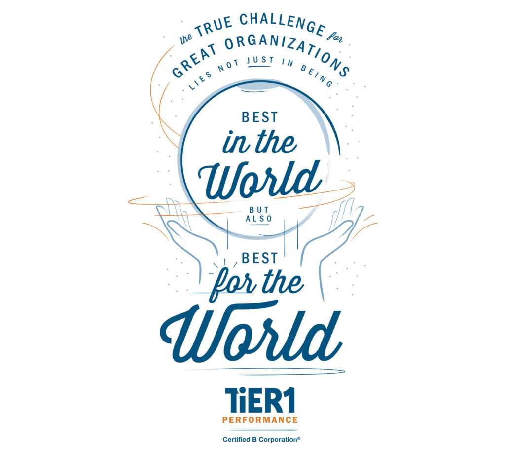 Image that illustrates TiER1's recognition as a 2019 Best For The World honoree