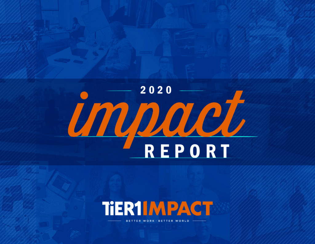 A photo of the front cover of the 2020 TiER1 Impact Report